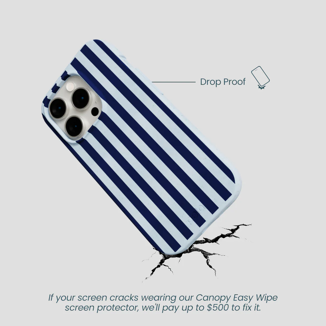 Powder Blue Navy Stripes iPhone 14 Pro Case - Image 5