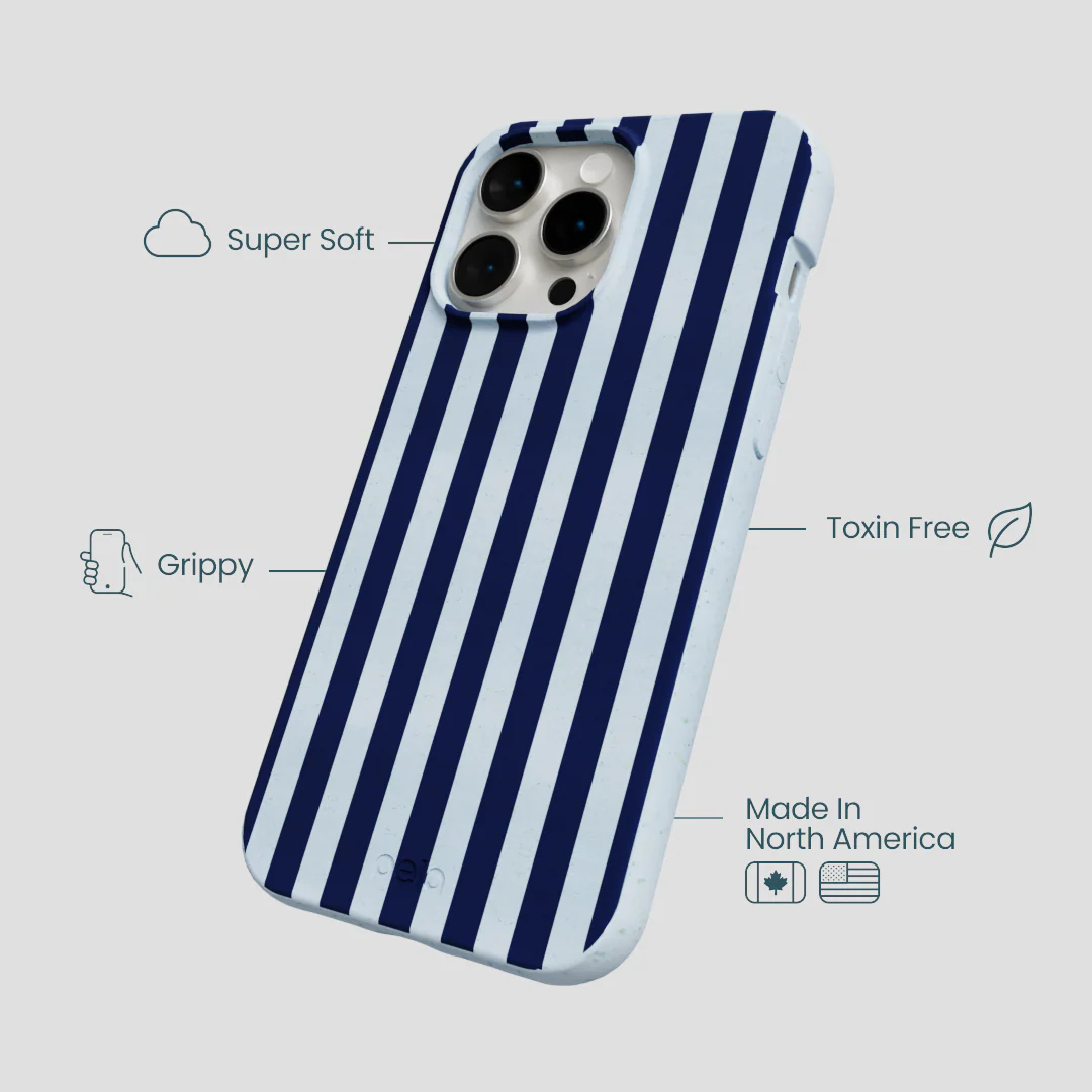 Powder Blue Navy Stripes iPhone 14 Pro Max Case - Image 4