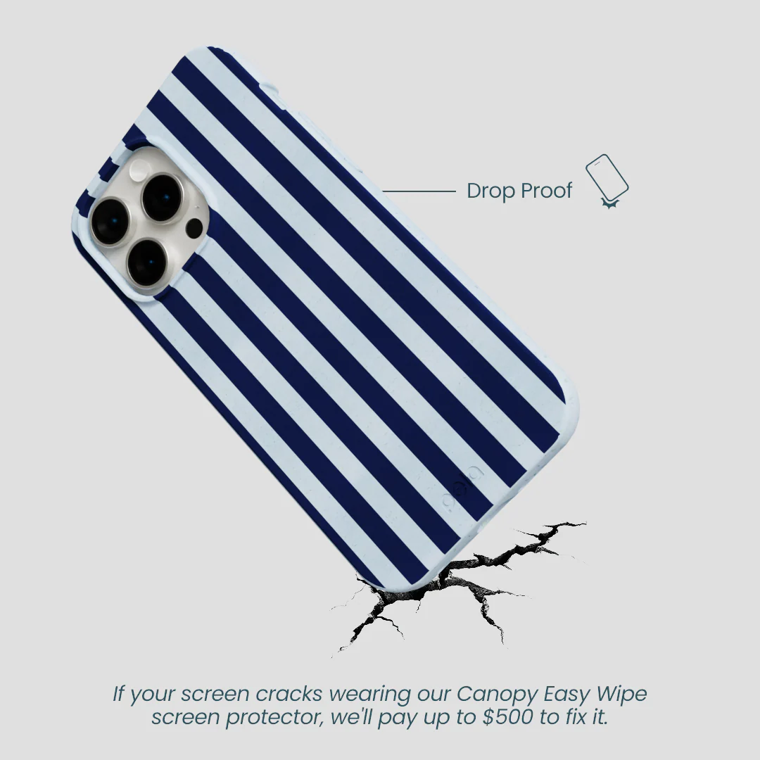Powder Blue Navy Stripes iPhone 14 Pro Max Case - Image 5