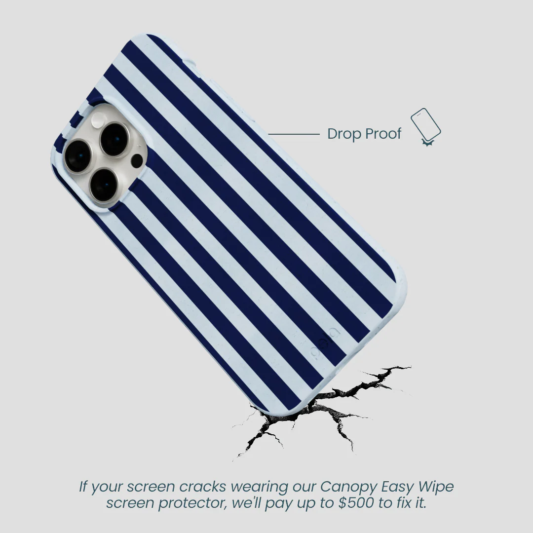 Powder Blue Navy Stripes iPhone 15 Pro Max Case - Image 5