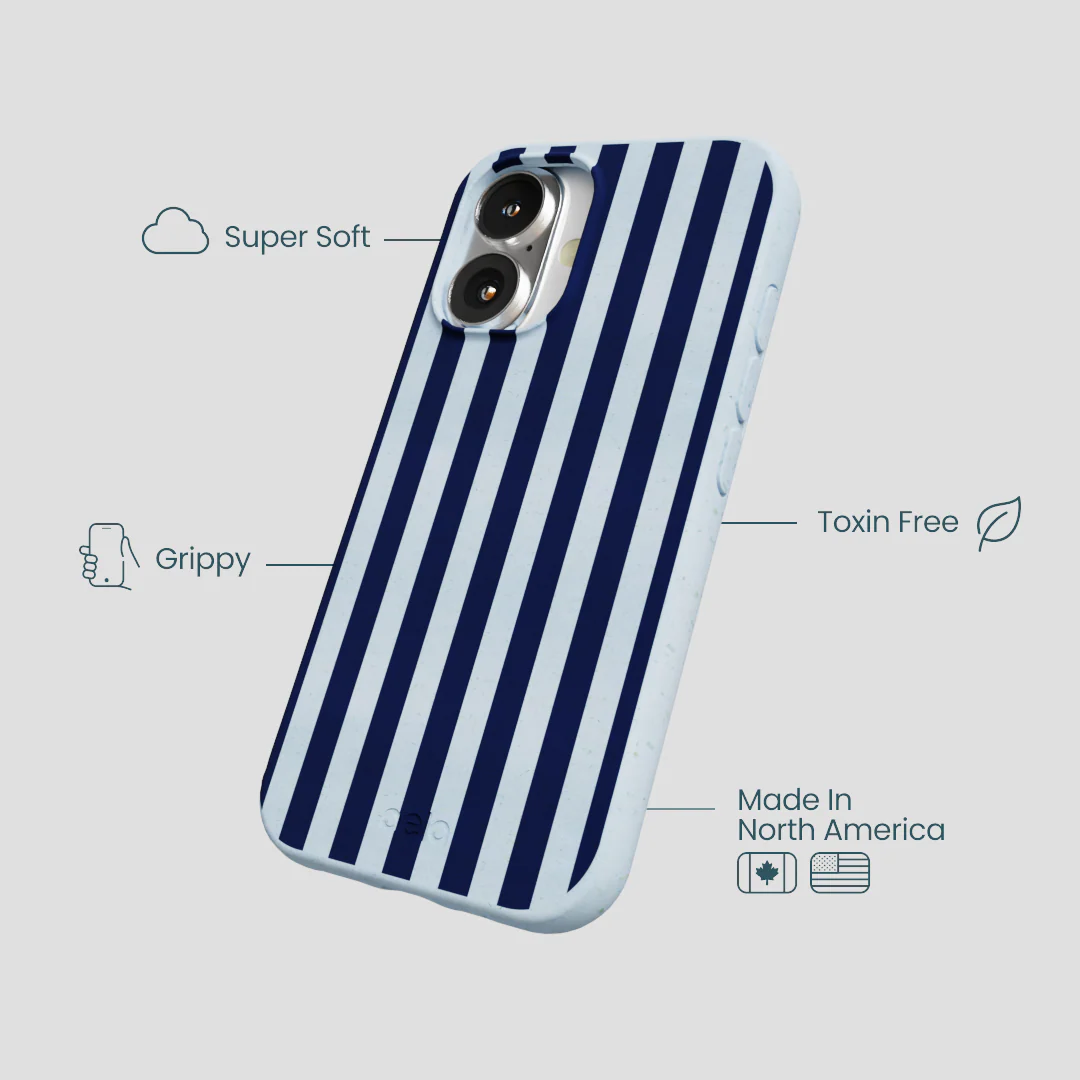 Powder Blue Navy Stripes iPhone 16 Case - Image 4
