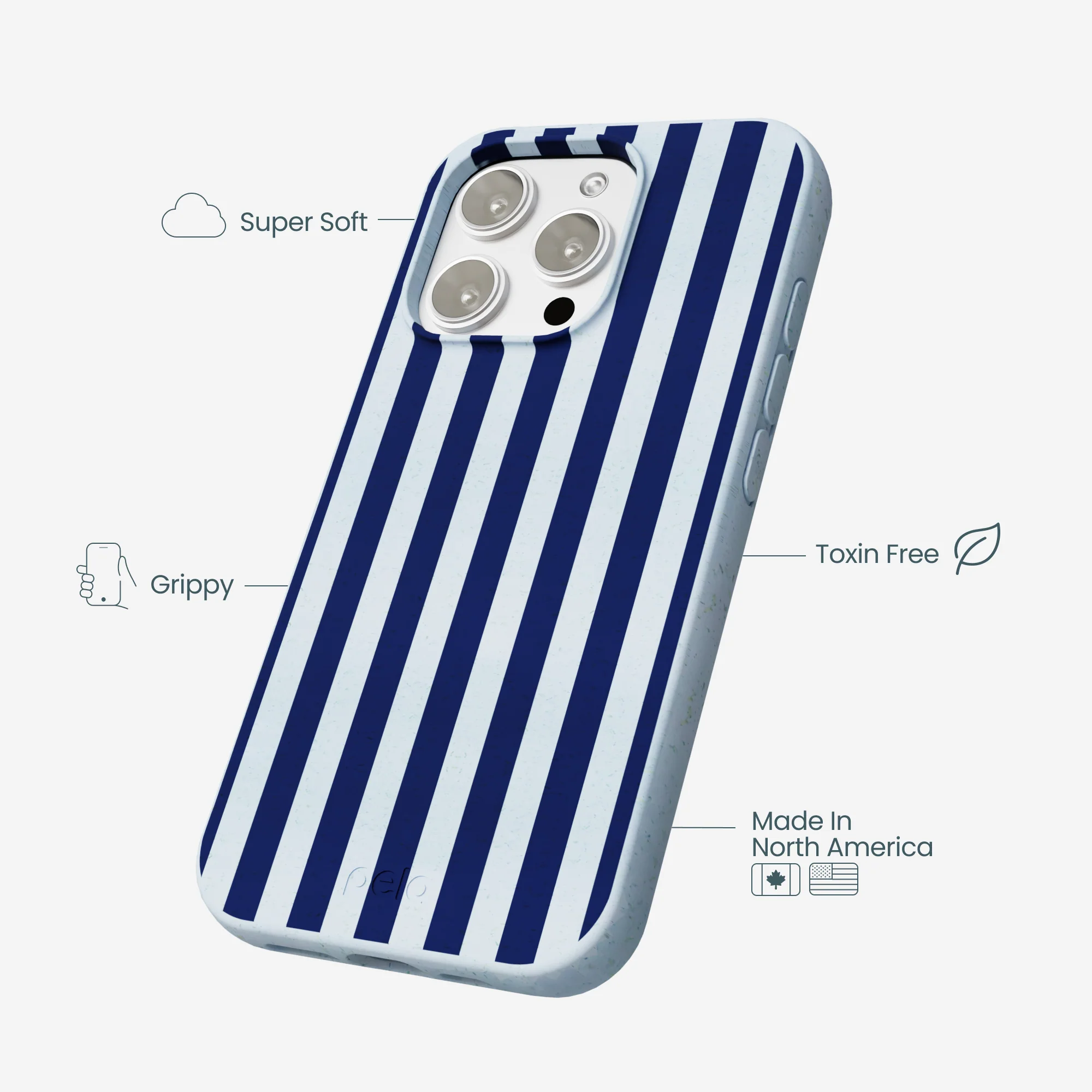 Powder Blue Navy Stripes iPhone 16 Pro Max Case - Image 4