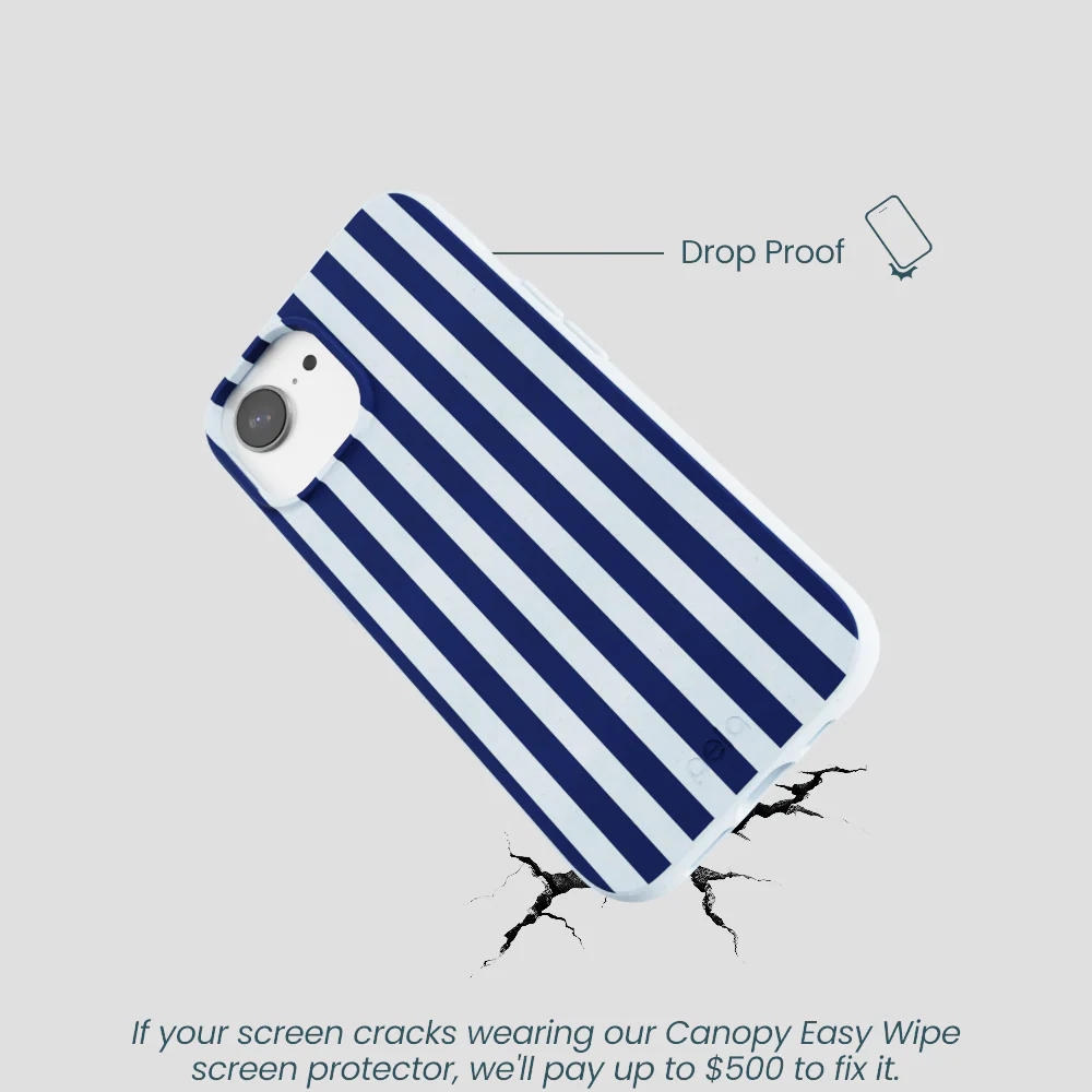 Powder Blue Navy Stripes iPhone 16e/17e Case - Image 5