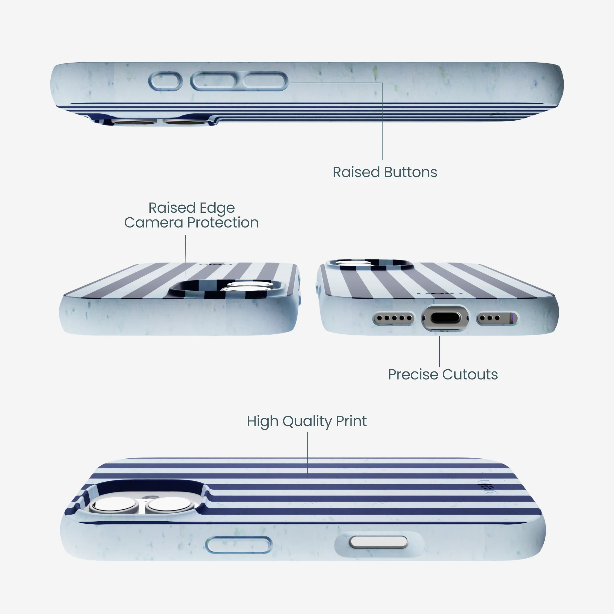 Powder Blue Navy Stripes iPhone 17 Case - Image 3