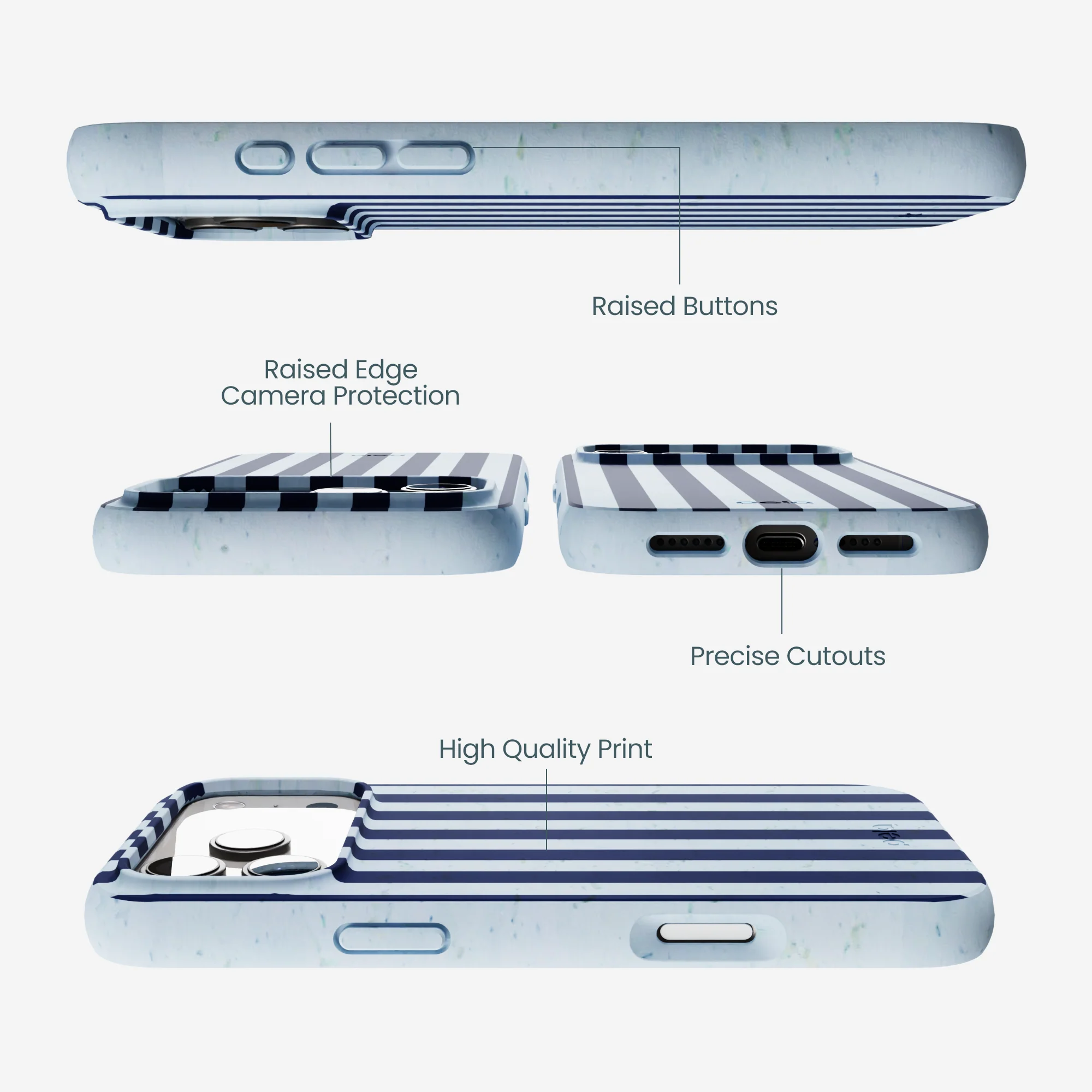 Powder Blue Navy Stripes iPhone 17 Pro Max Case - Image 3