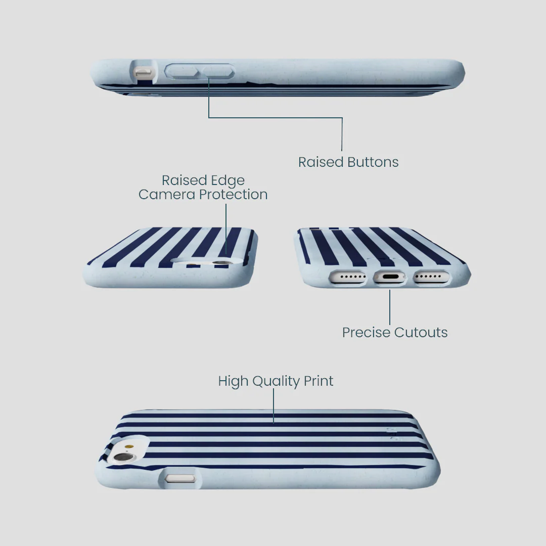 Powder Blue Navy Stripes iPhone 6/6s/7/8/SE Case - Image 3