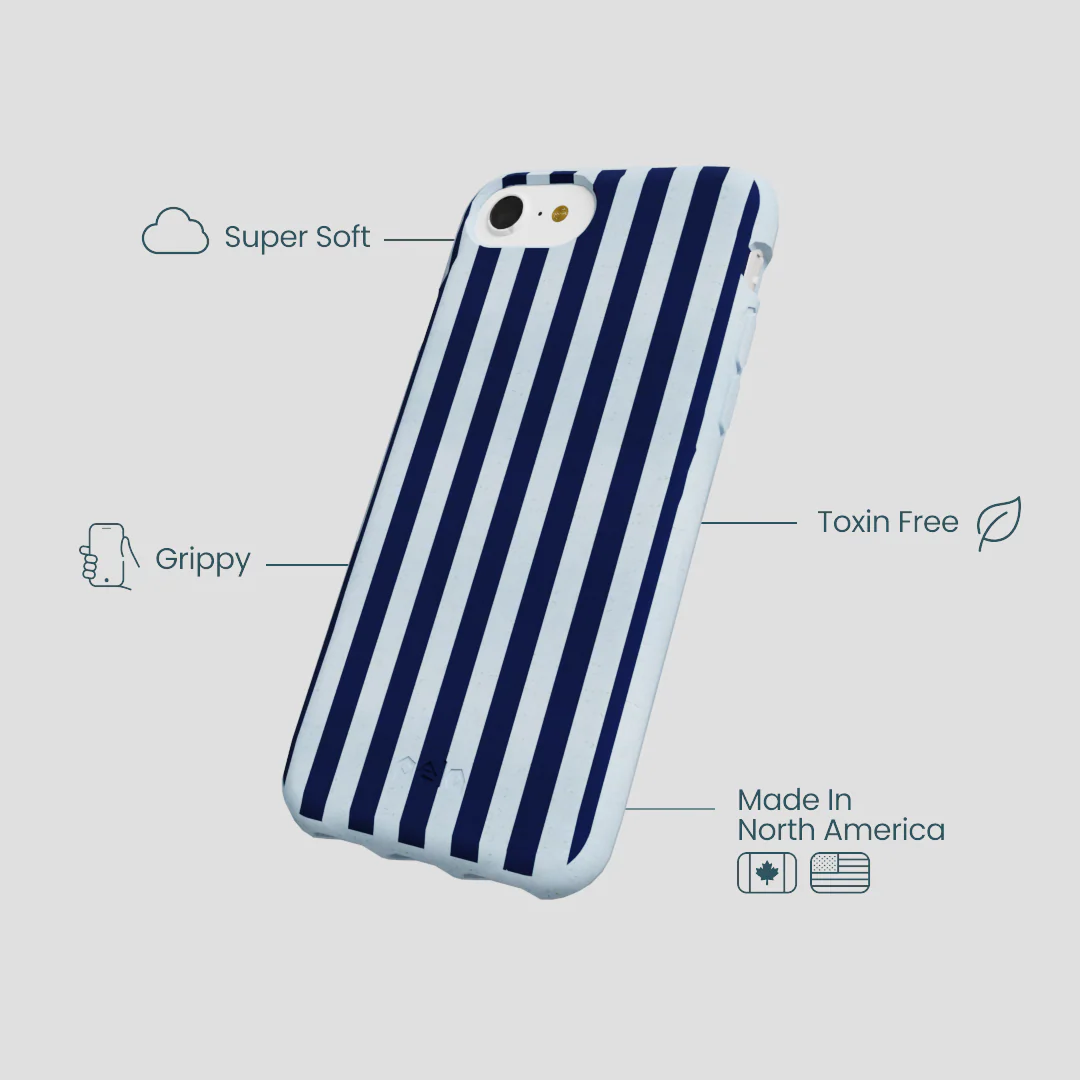 Powder Blue Navy Stripes iPhone 6/6s/7/8/SE Case - Image 4