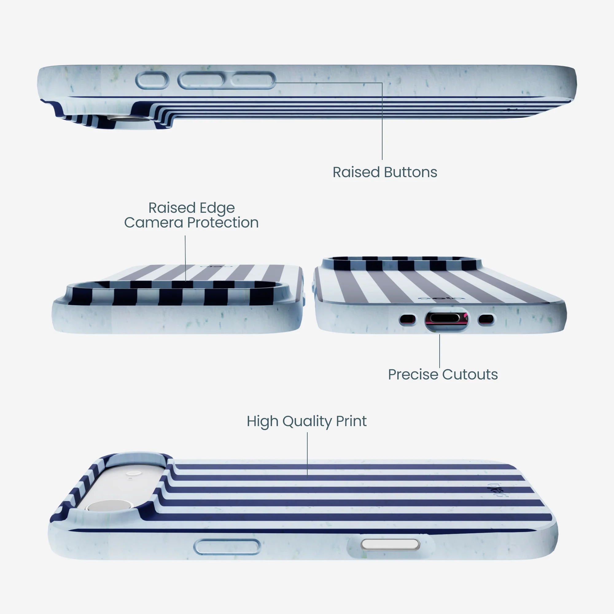 Powder Blue Navy Stripes iPhone Air Case - Image 3