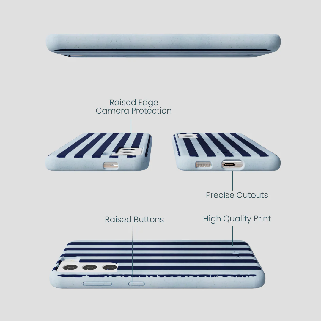 Powder Blue Navy Stripes Samsung Galaxy S21 Case - Image 2