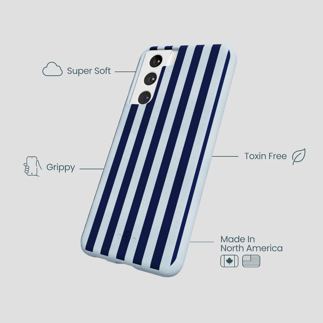 Powder Blue Navy Stripes Samsung Galaxy S21 Case - Image 3