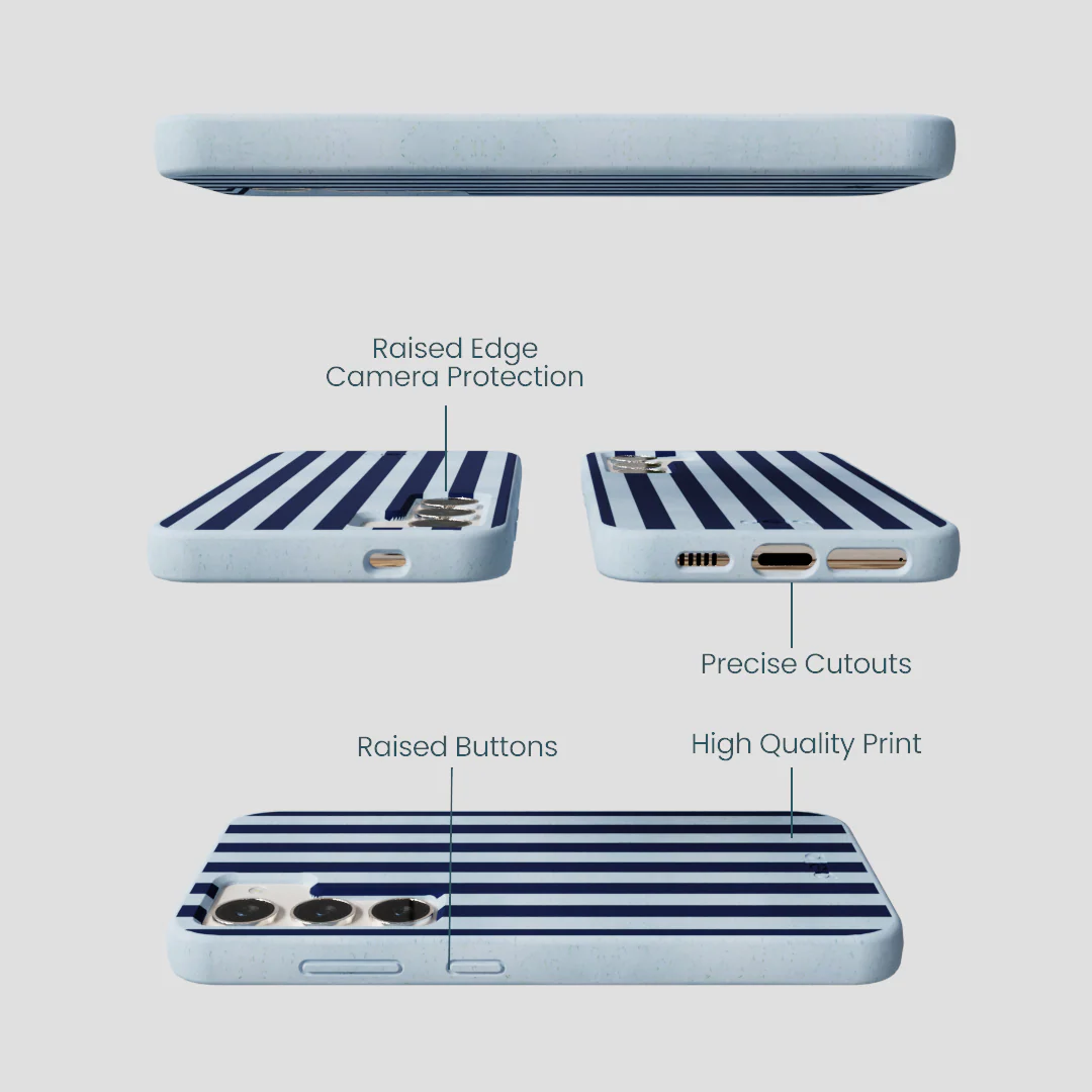 Powder Blue Navy Stripes Samsung Galaxy S23 Case - Image 2