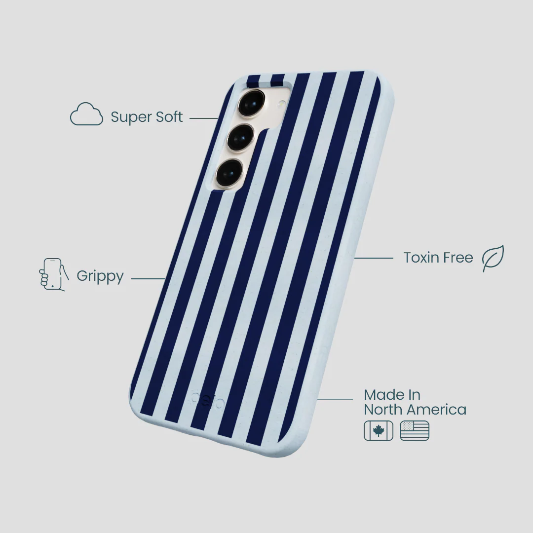 Powder Blue Navy Stripes Samsung Galaxy S23 Case - Image 3