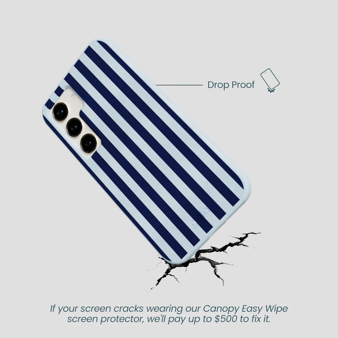 Powder Blue Navy Stripes Samsung Galaxy S23 Case - Image 4