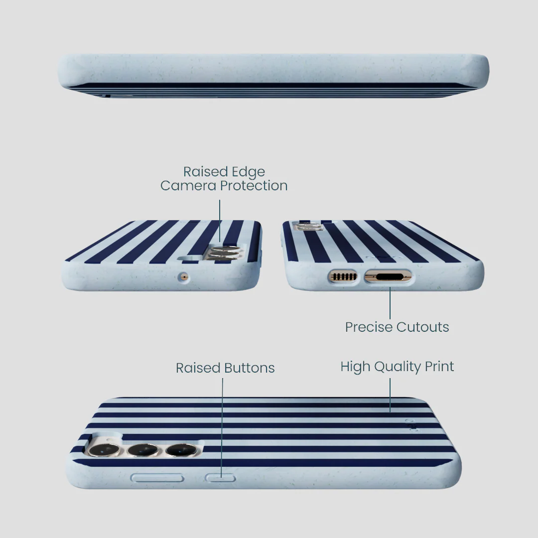 Powder Blue Navy Stripes Samsung Galaxy S23+(Plus) Case - Image 2