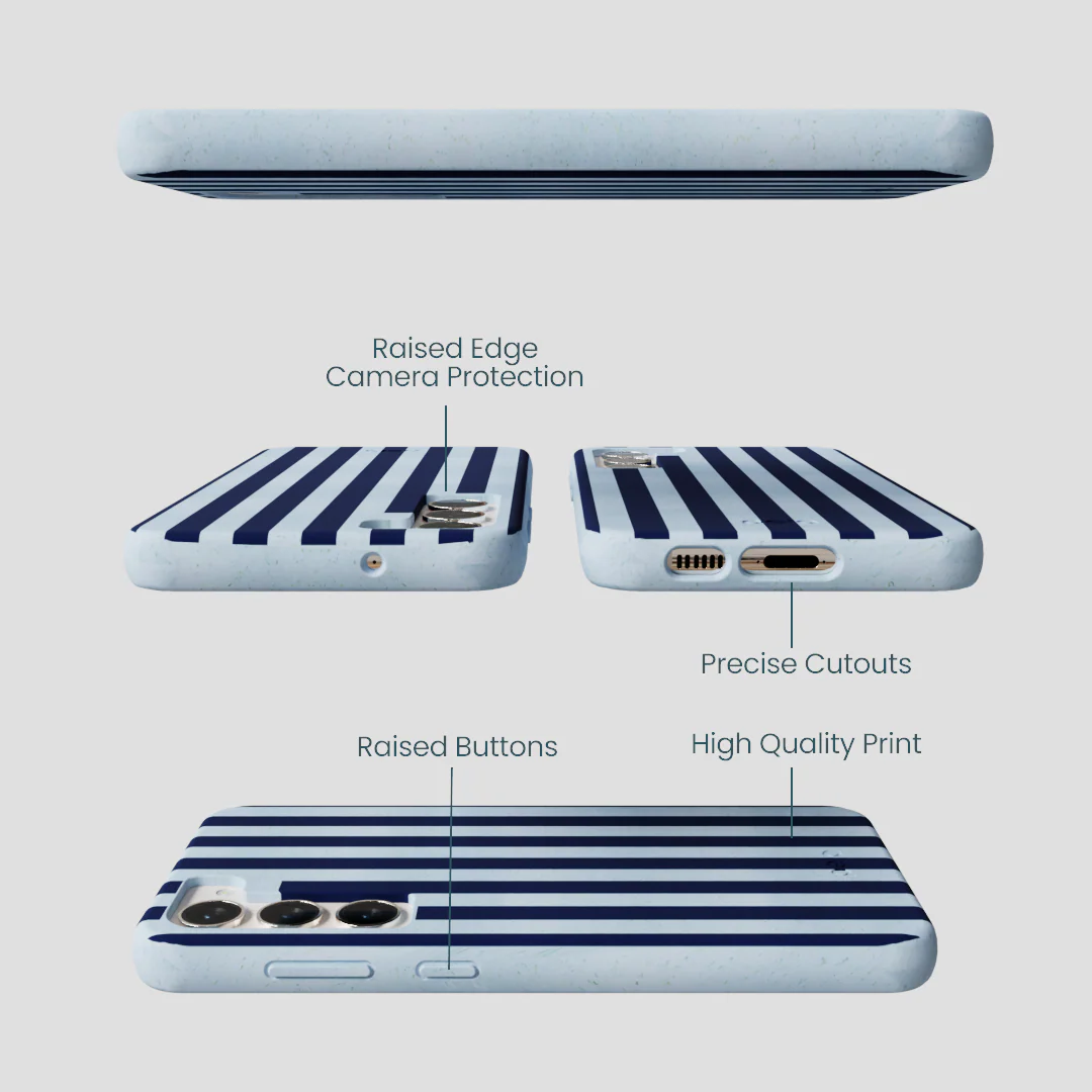 Powder Blue Navy Stripes Samsung Galaxy S24+(Plus) Case - Image 2