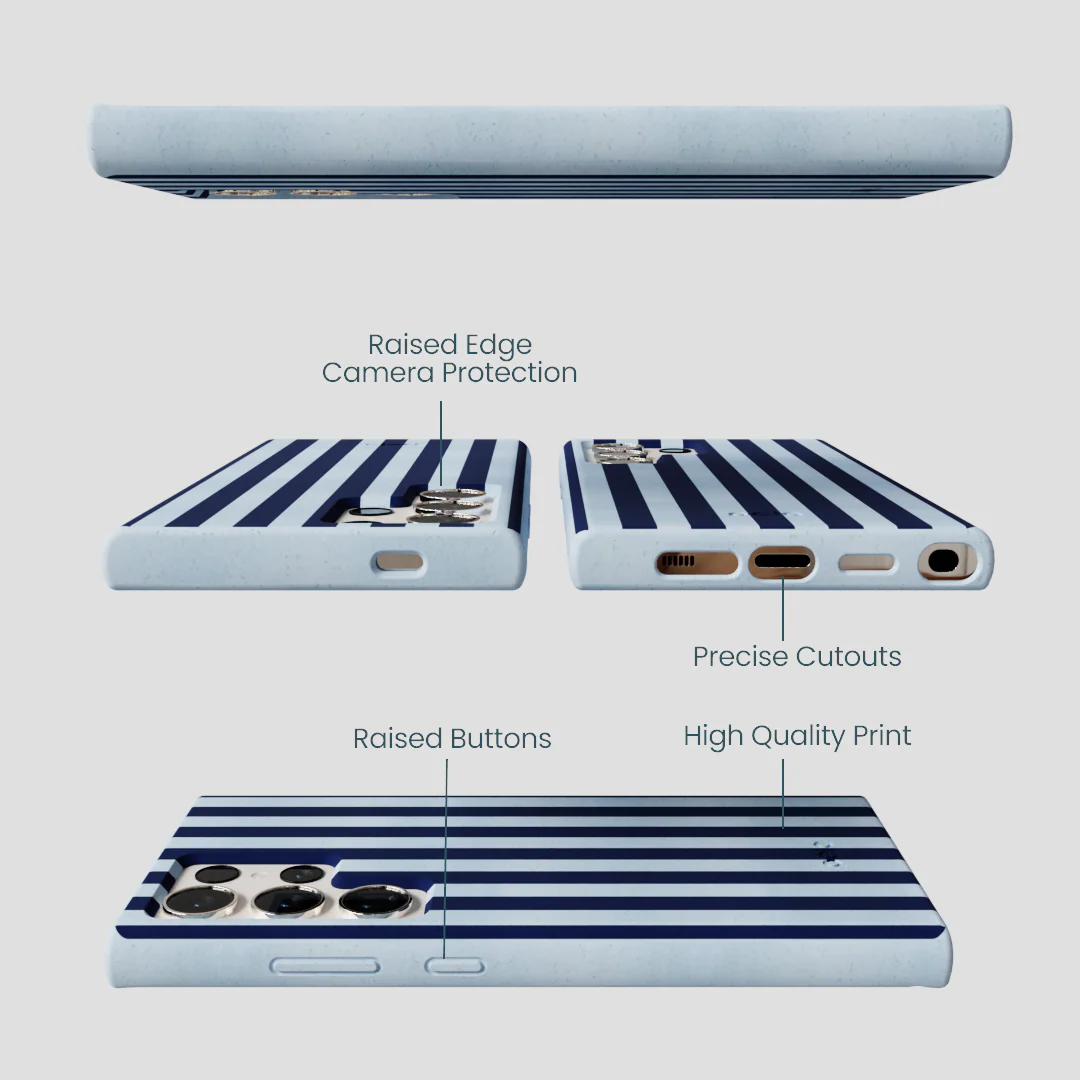 Powder Blue Navy Stripes Samsung Galaxy S24 Ultra Case - Image 2