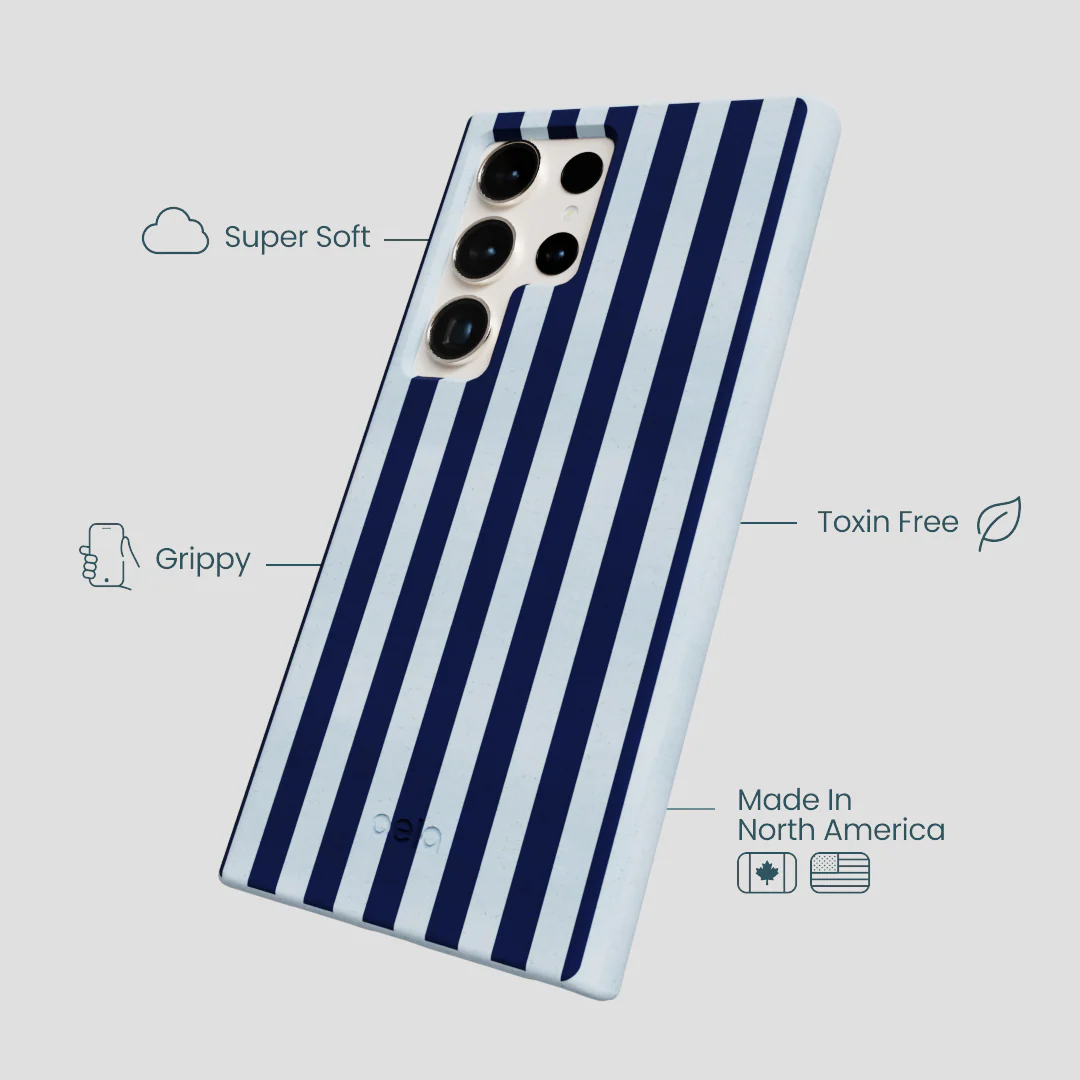 Powder Blue Navy Stripes Samsung Galaxy S24 Ultra Case - Image 3