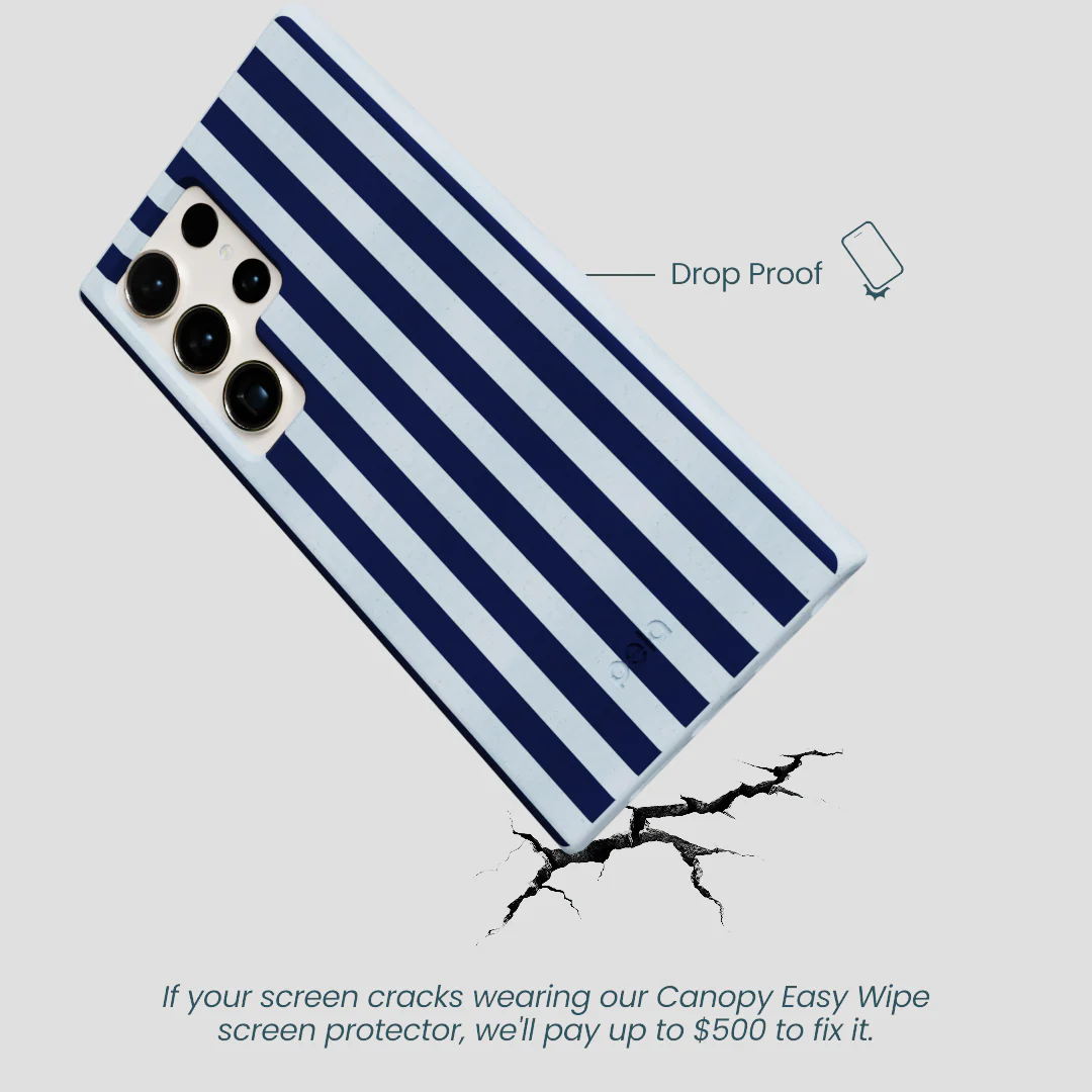 Powder Blue Navy Stripes Samsung Galaxy S24 Ultra Case - Image 4