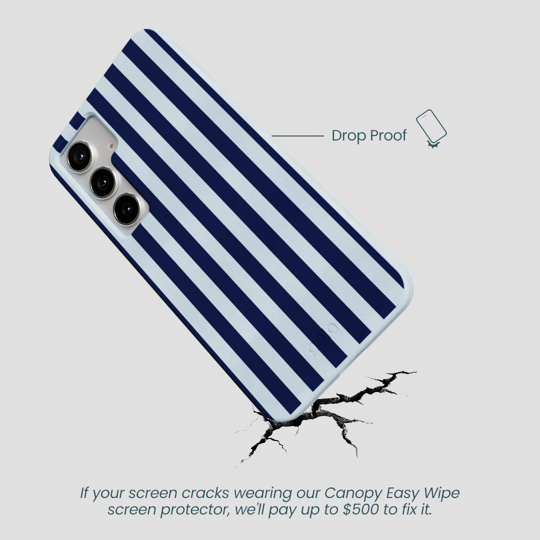 Powder Blue Navy Stripes Samsung Galaxy S25+(Plus) Case - Image 4