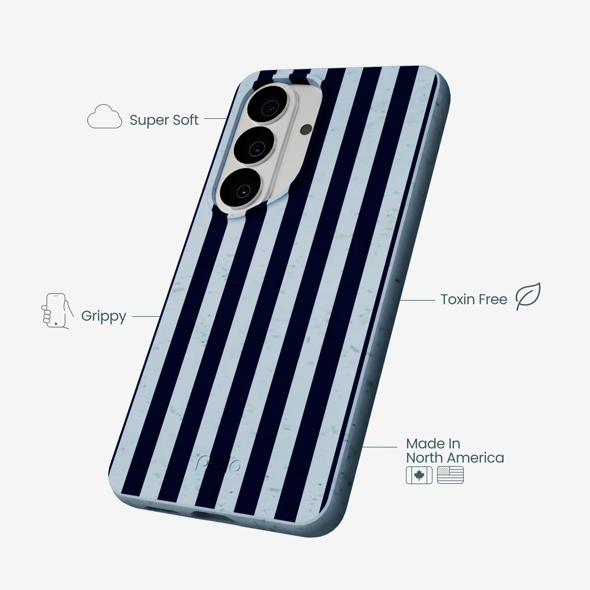 Powder Blue Navy Stripes Samsung Galaxy S26 Case - Image 3