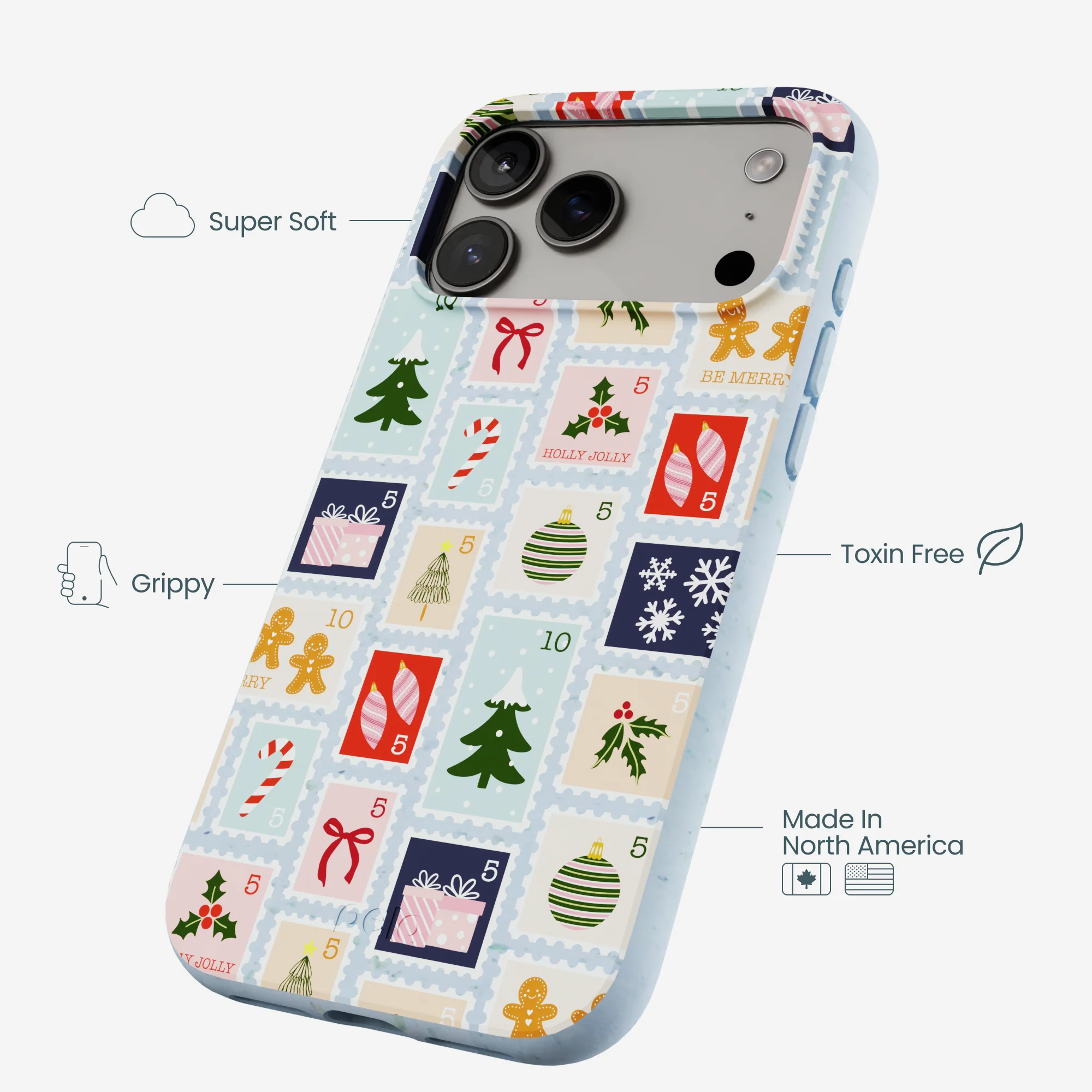Powder Blue Noel Stamps iPhone 17 Pro Max Case - Image 4