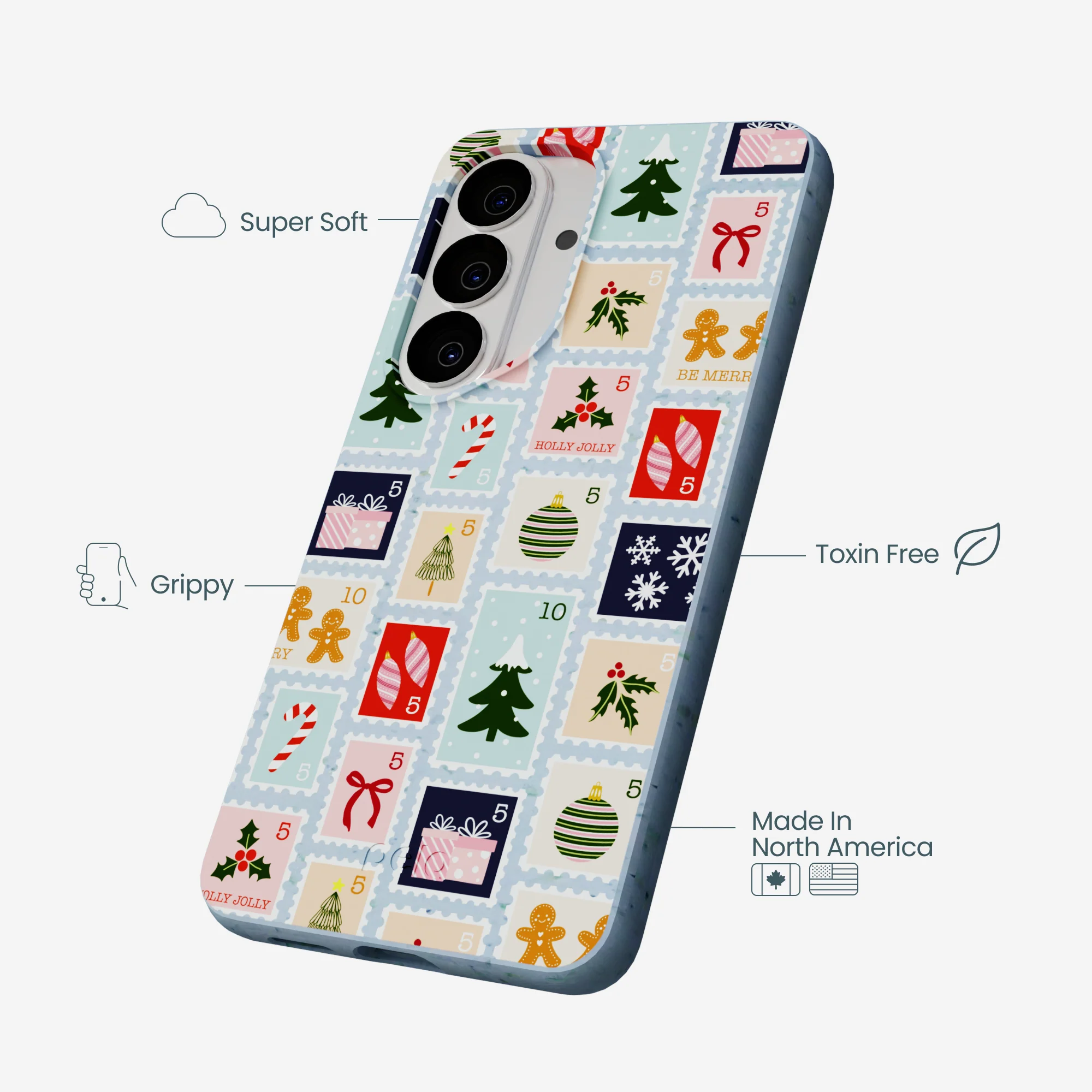 Powder Blue Noel Stamps Samsung Galaxy S26 Case - Image 4