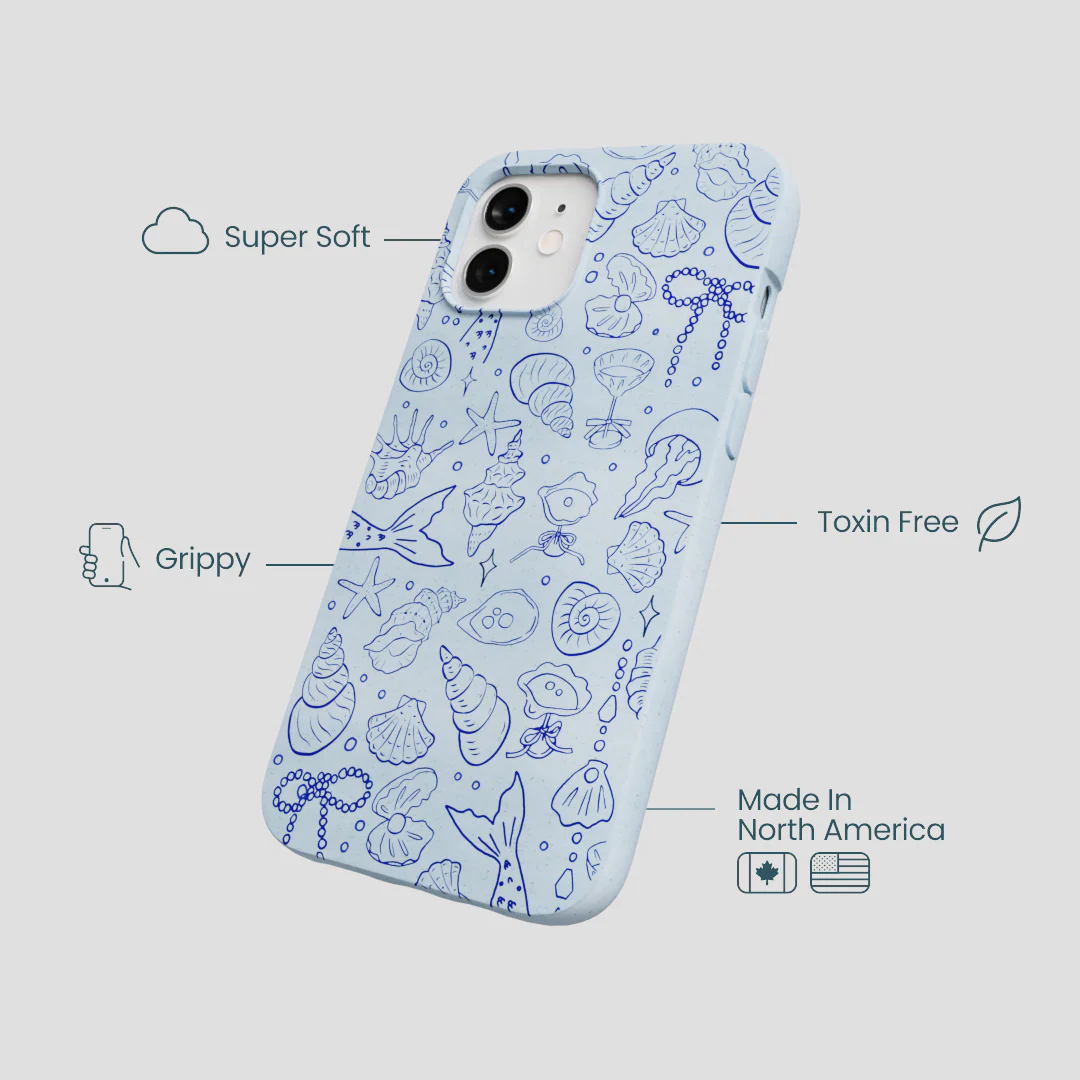Powder Blue Ocean Charms iPhone 12/ iPhone 12 Pro Case - Image 4