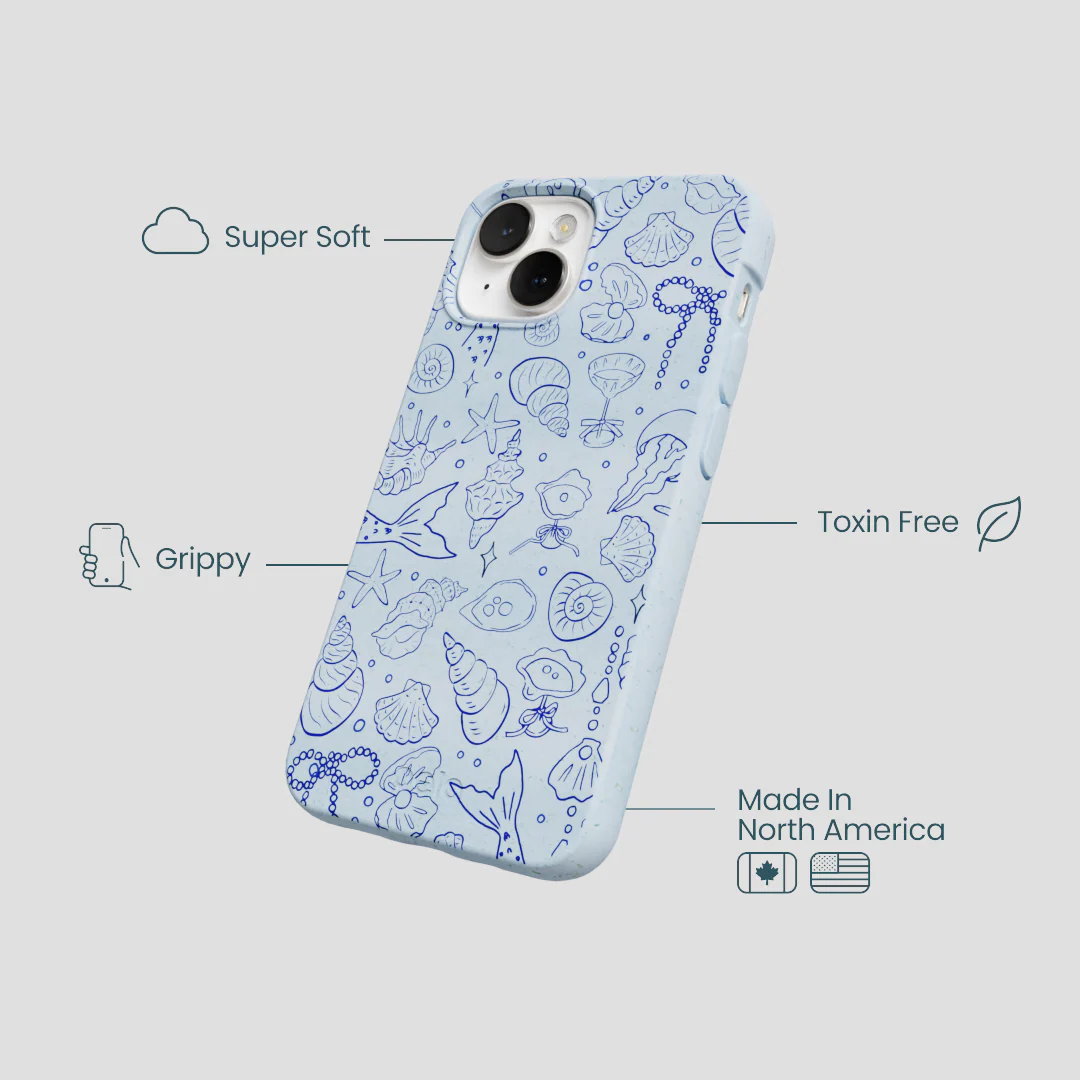 Powder Blue Ocean Charms iPhone 13 Mini Case - Image 4