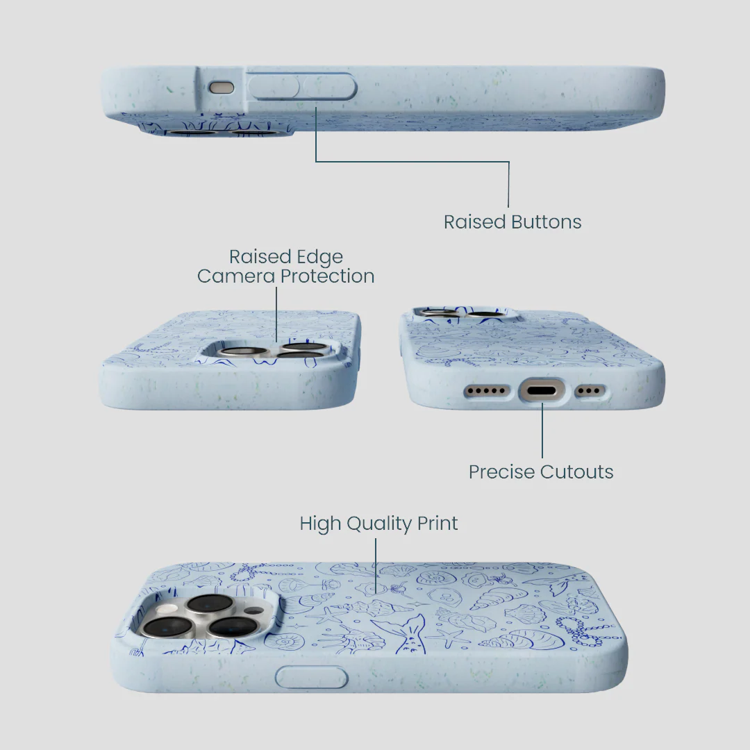 Powder Blue Ocean Charms iPhone 14 Pro Case - Image 3