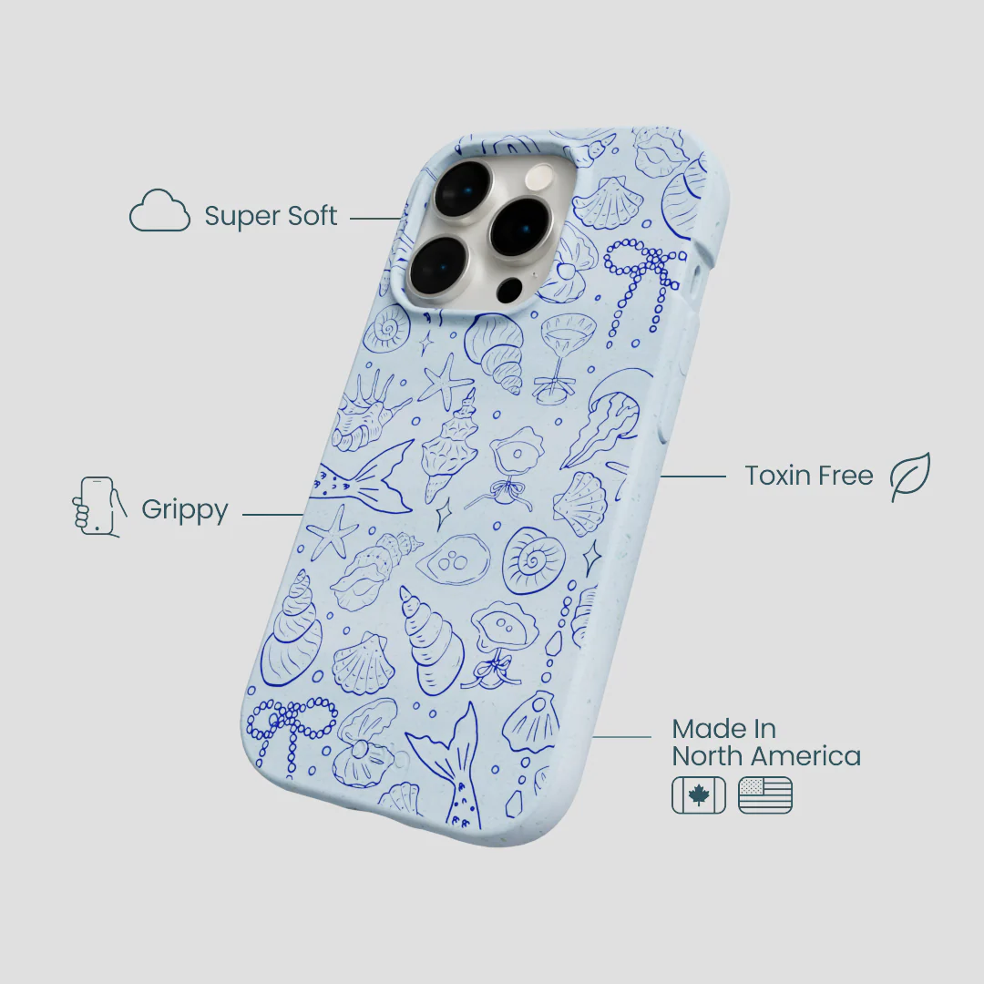 Powder Blue Ocean Charms iPhone 15 Pro Case - Image 4
