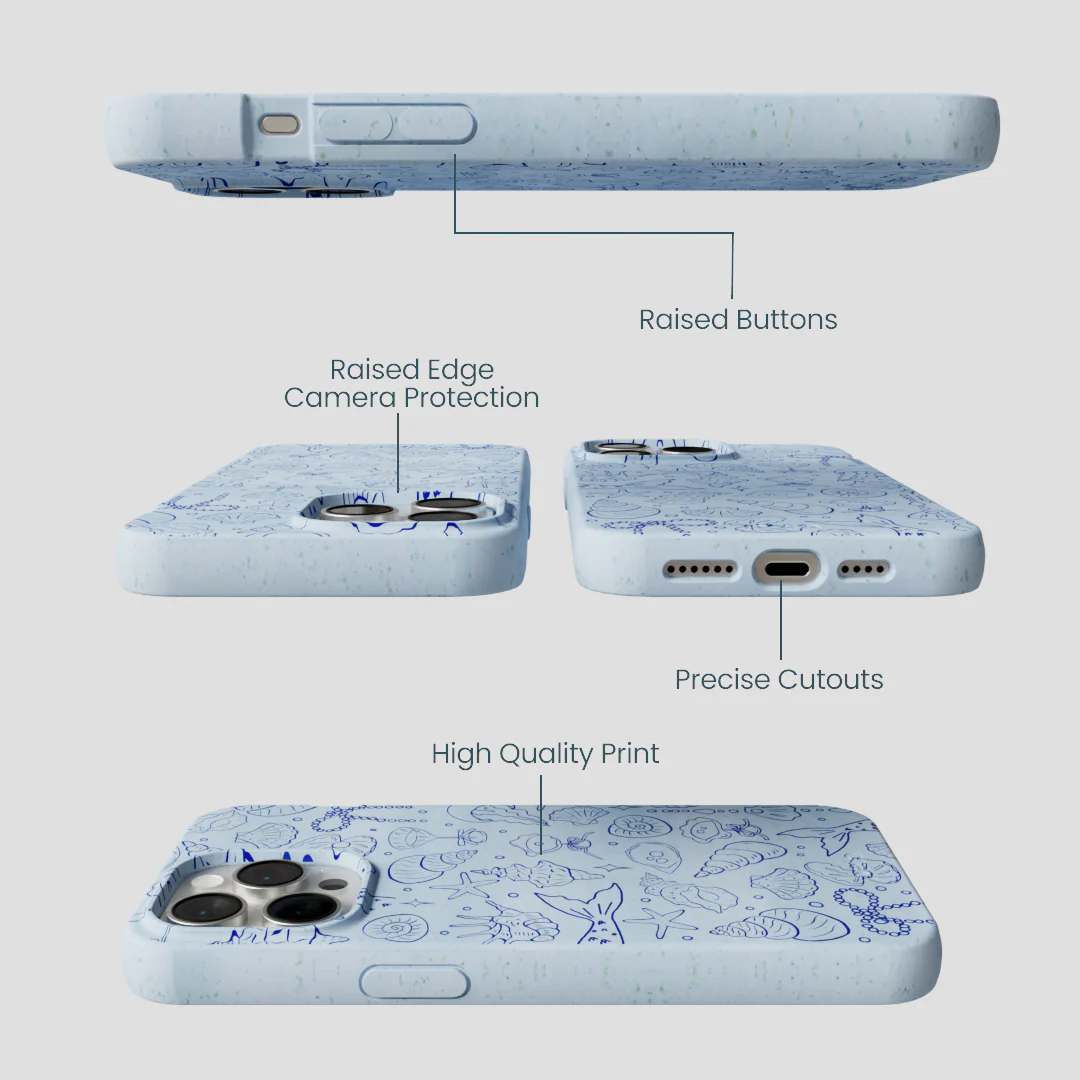 Powder Blue Ocean Charms iPhone 15 Pro Max Case - Image 3