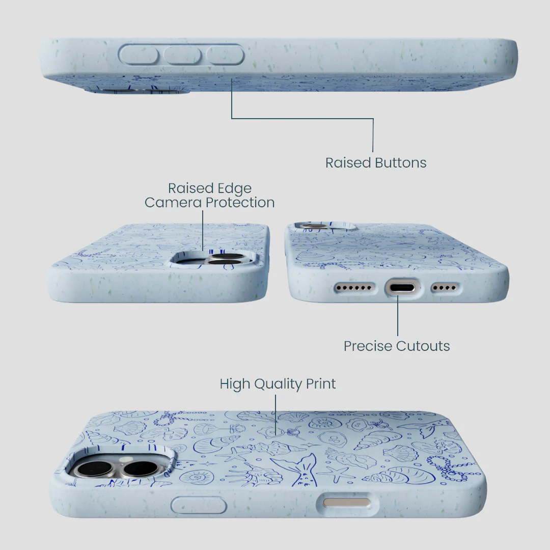 Powder Blue Ocean Charms iPhone 16 Plus Case - Image 3