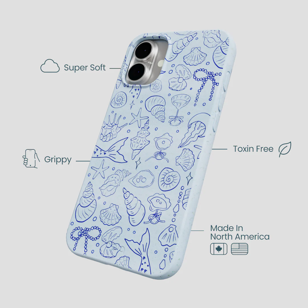 Powder Blue Ocean Charms iPhone 16 Plus Case - Image 4