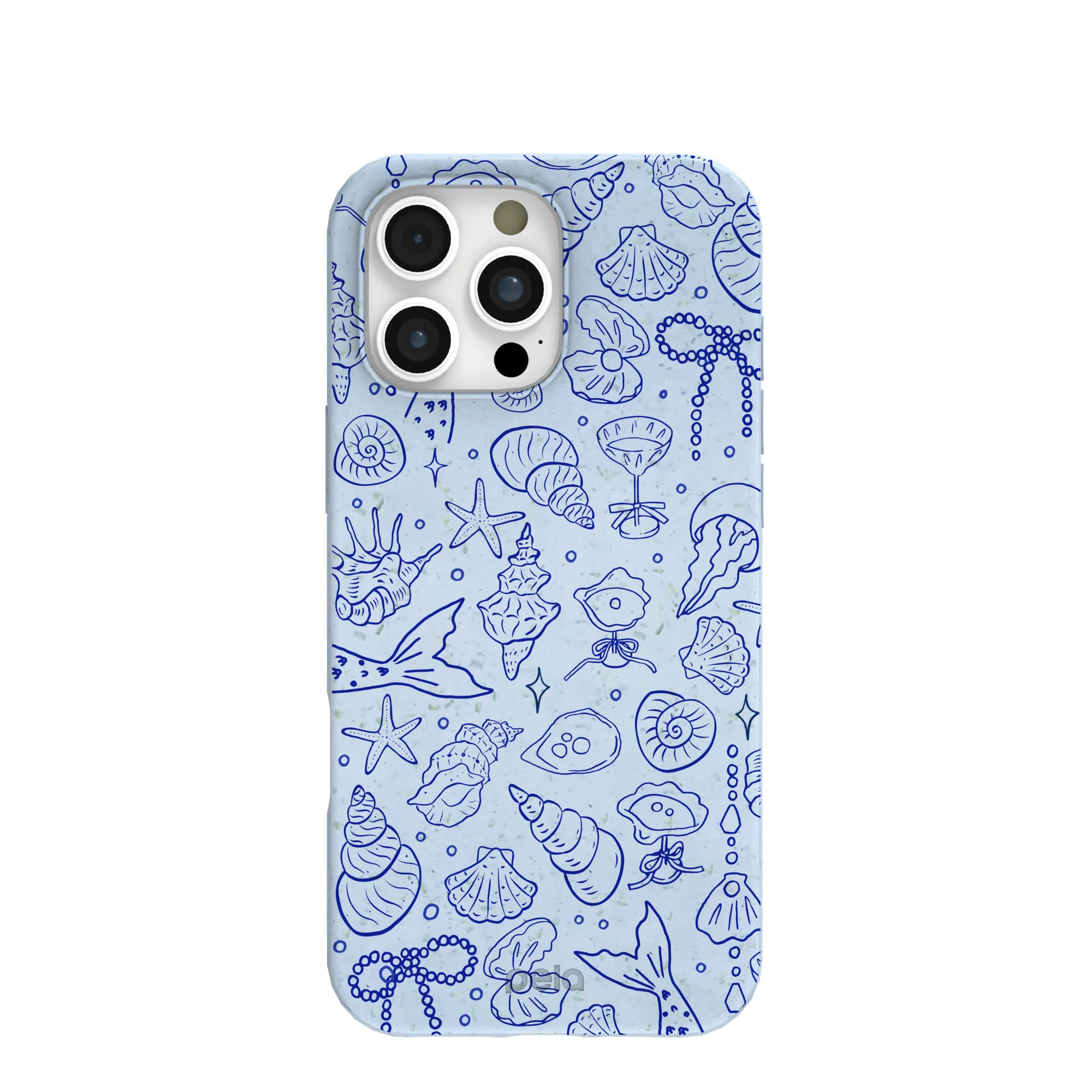 Powder Blue Ocean Charms iPhone 16 Pro Max Case