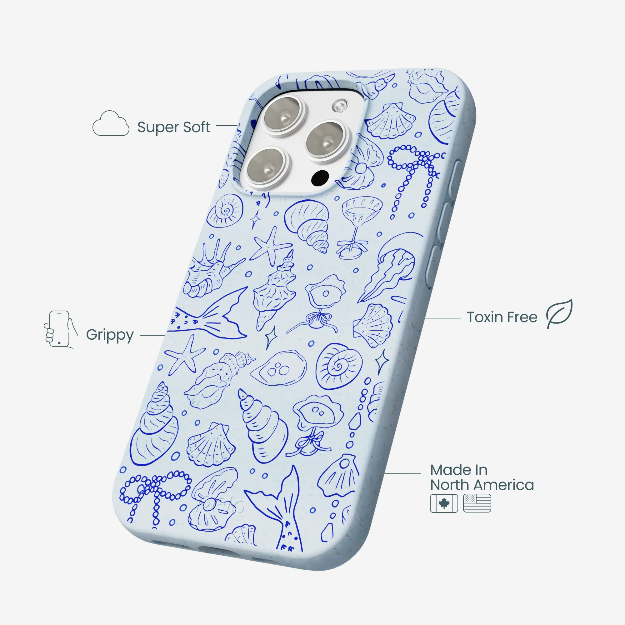 Powder Blue Ocean Charms iPhone 16 Pro Max Case - Image 4