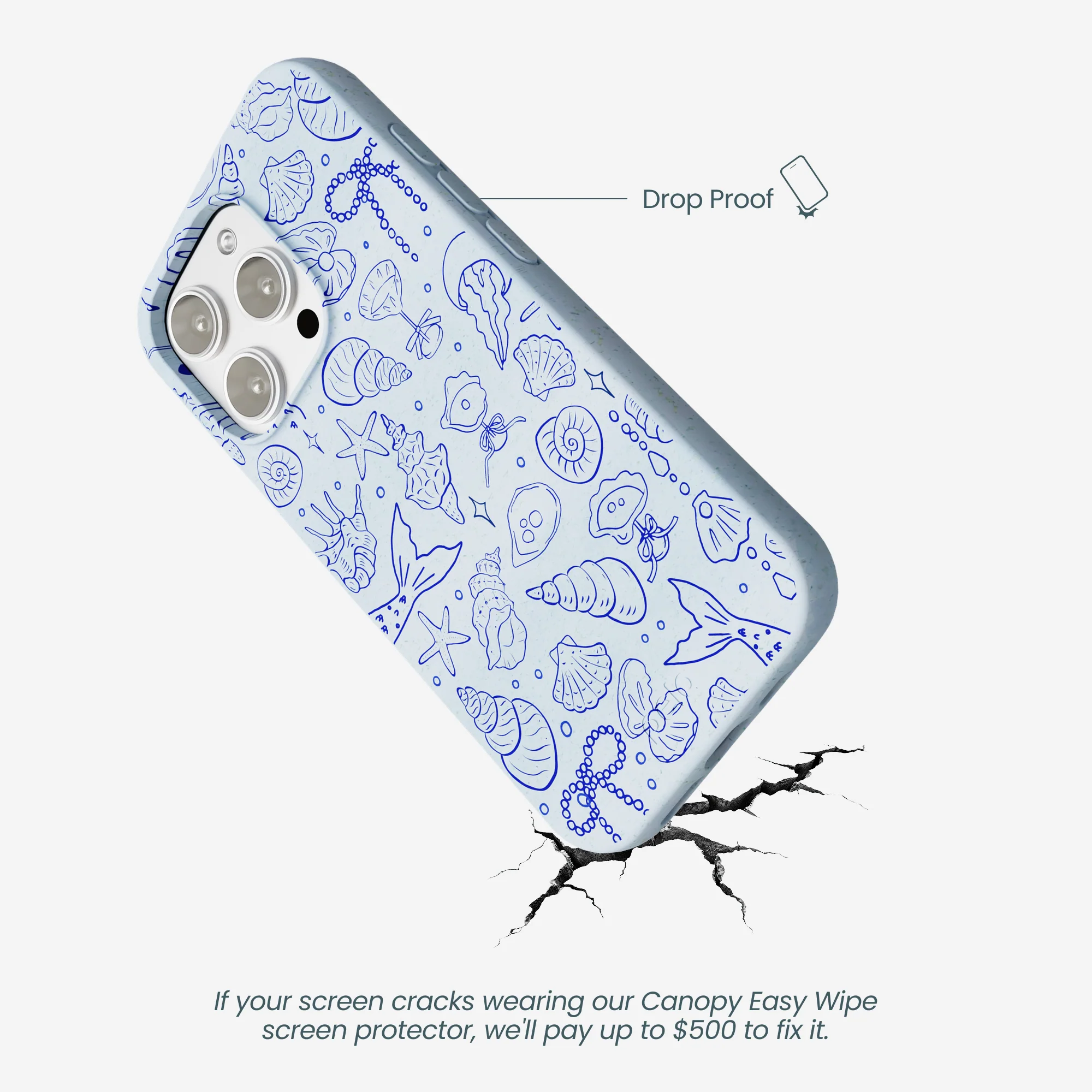 Powder Blue Ocean Charms iPhone 16 Pro Max Case - Image 5