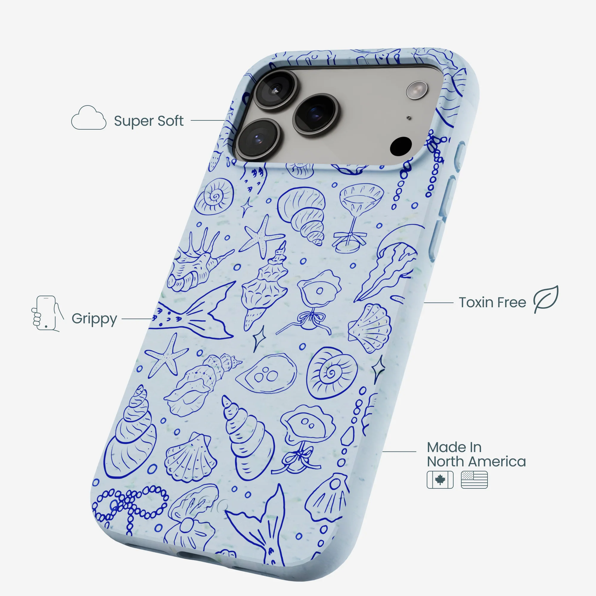 Powder Blue Ocean Charms iPhone 17 Pro Max Case - Image 4