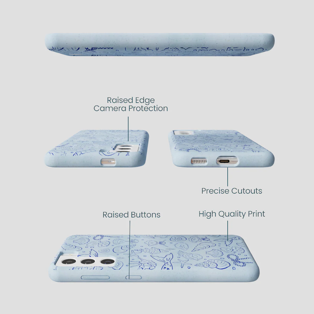 Powder Blue Ocean Charms Samsung Galaxy S22 Case - Image 3
