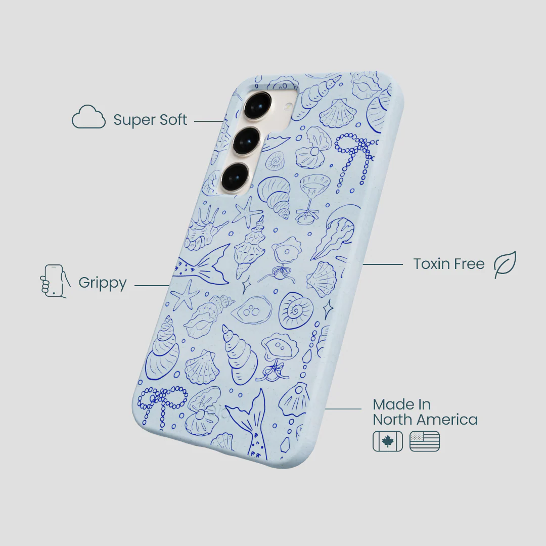 Powder Blue Ocean Charms Samsung Galaxy S24 Case - Image 4