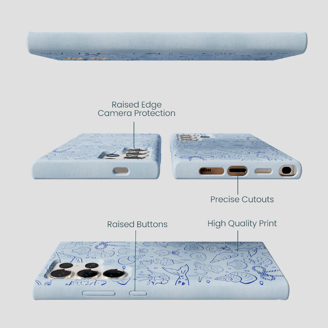 Powder Blue Ocean Charms Samsung Galaxy S24 Ultra Case - Image 3