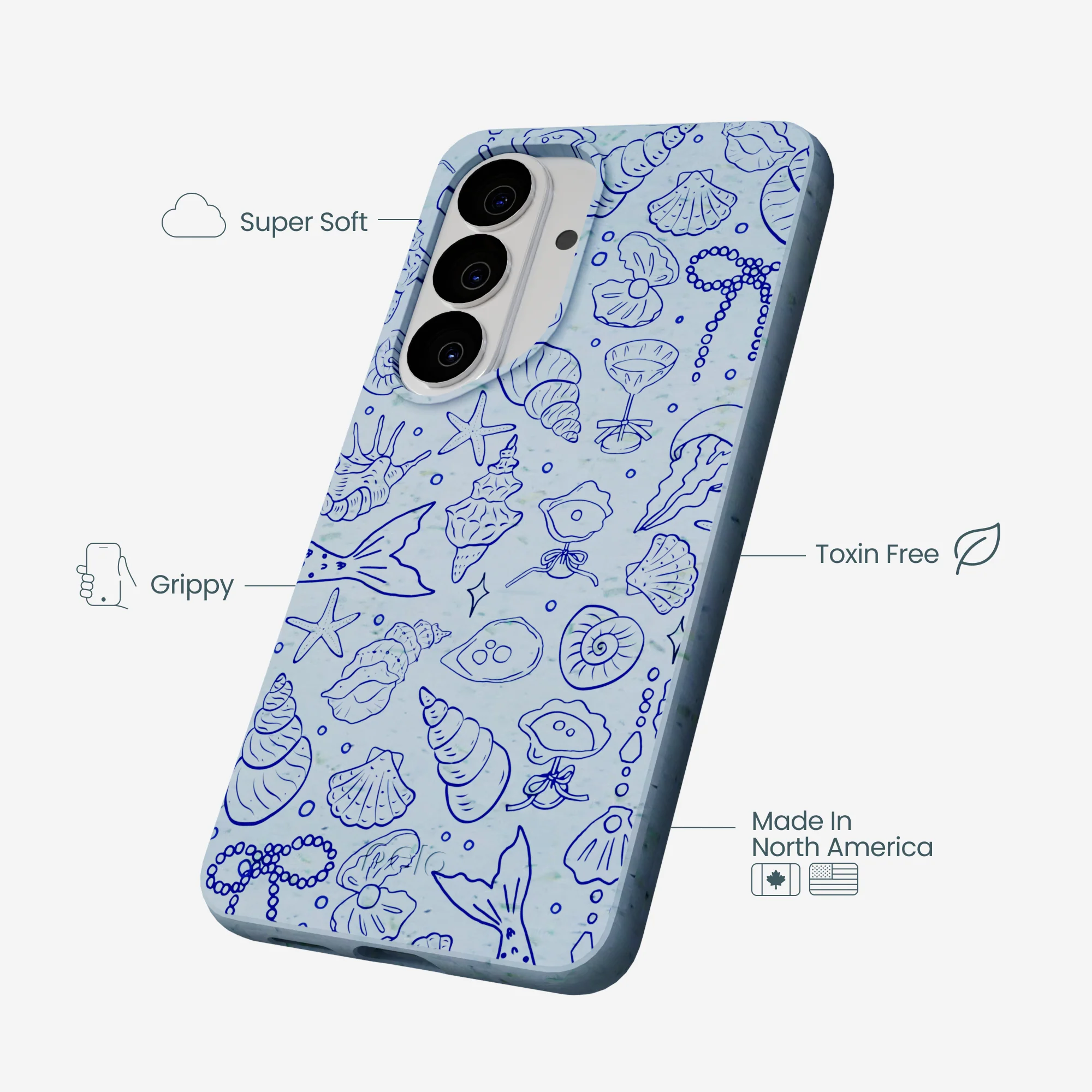 Powder Blue Ocean Charms Samsung Galaxy S26 Case - Image 4