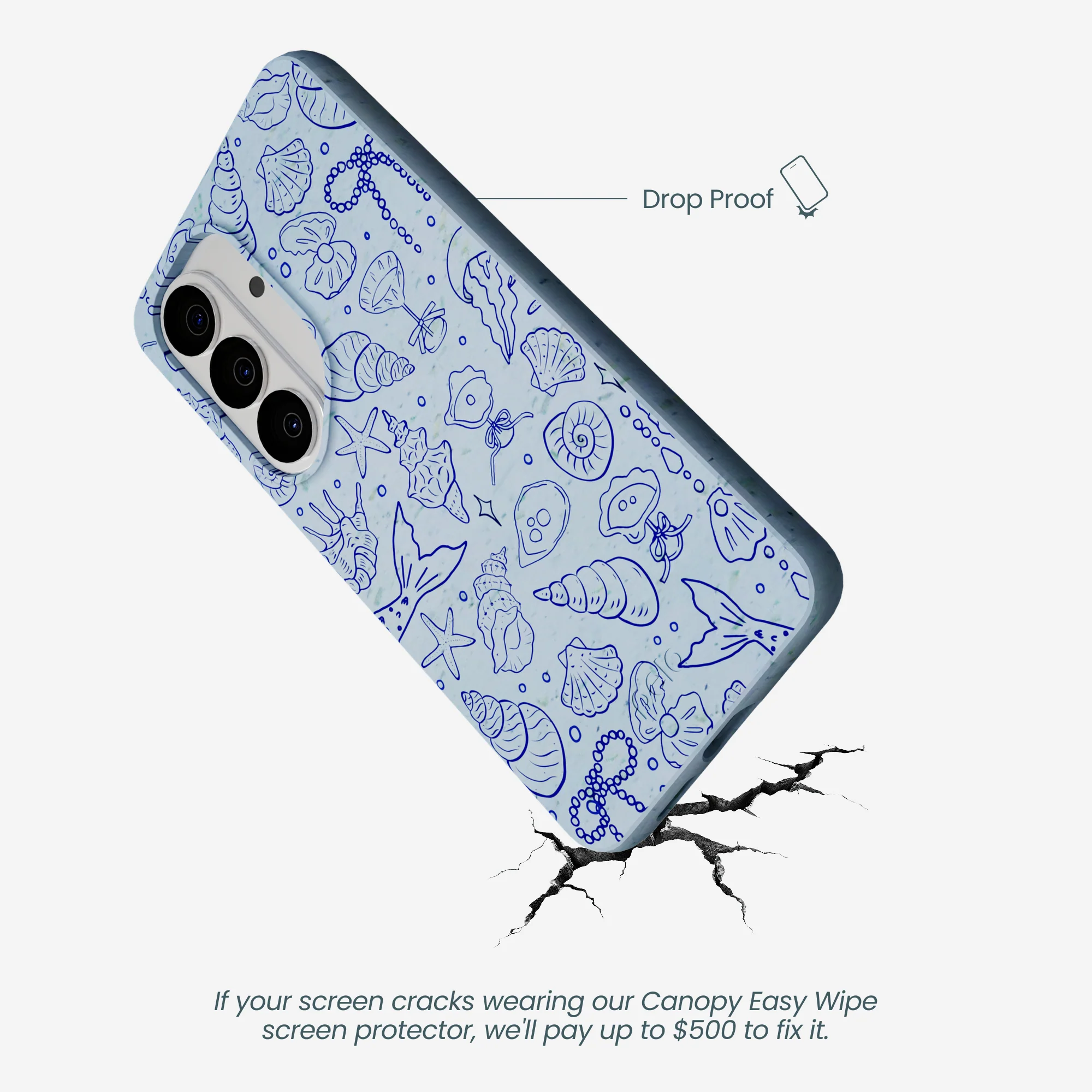 Powder Blue Ocean Charms Samsung Galaxy S26 Case - Image 5