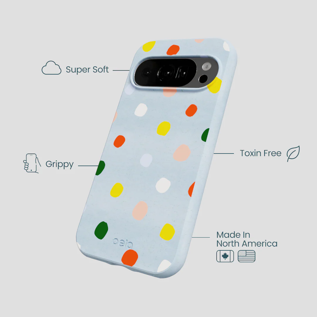 Powder Blue Rainbow Dots Google Pixel 10/10 Pro Case - Image 4