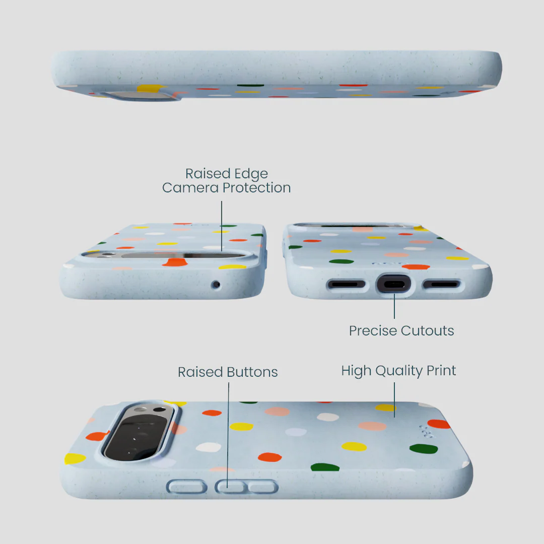 Powder Blue Rainbow Dots Google Pixel 10 Pro XL Case - Image 3