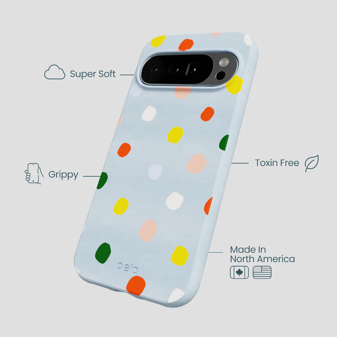 Powder Blue Rainbow Dots Google Pixel 10 Pro XL Case - Image 4