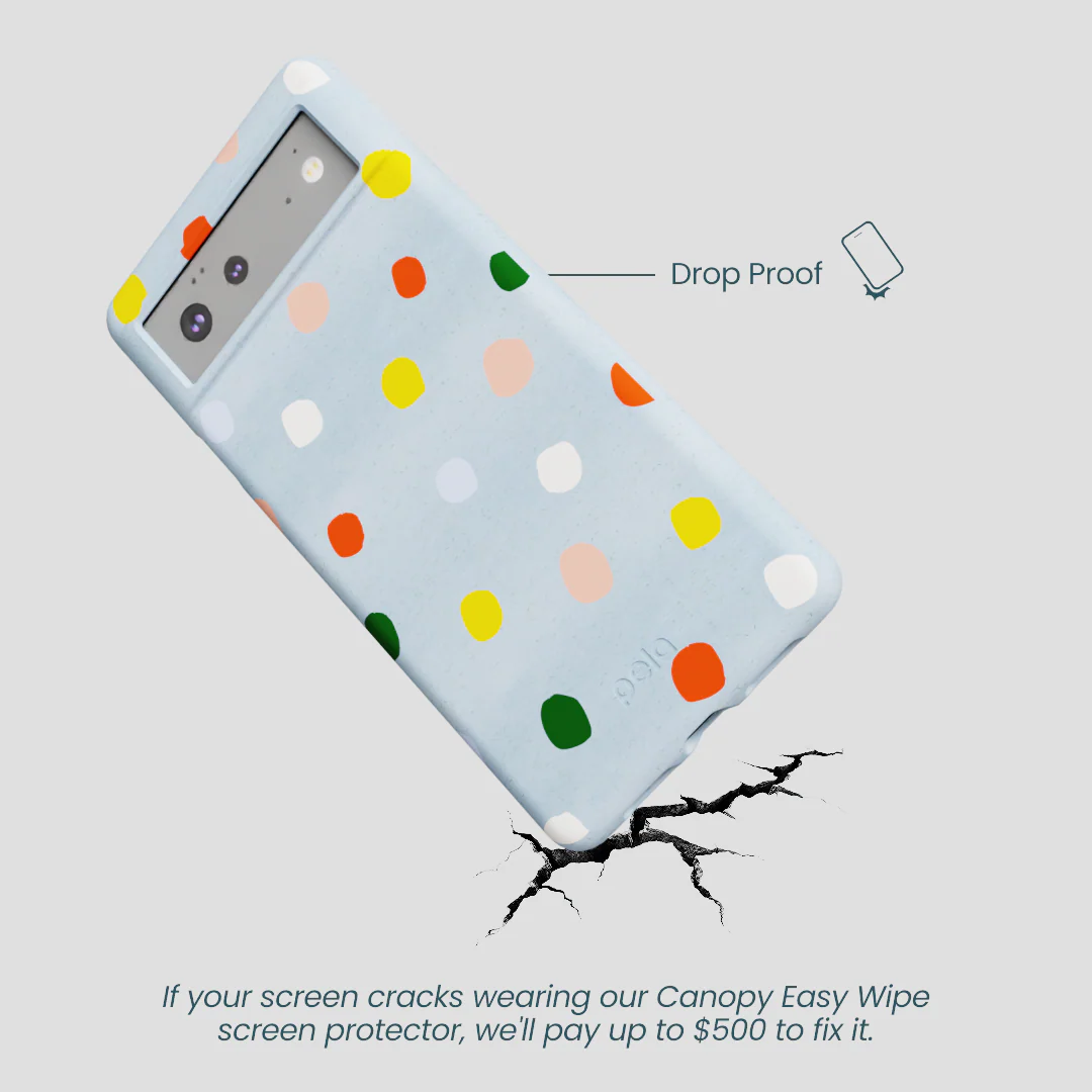 Powder Blue Rainbow Dots Google Pixel 6 Case - Image 5