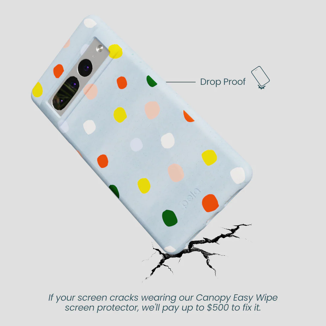 Powder Blue Rainbow Dots Google Pixel 7 Pro Case - Image 5
