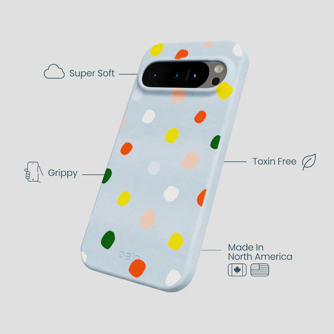 Powder Blue Rainbow Dots Google Pixel 9/9 Pro Case - Image 4