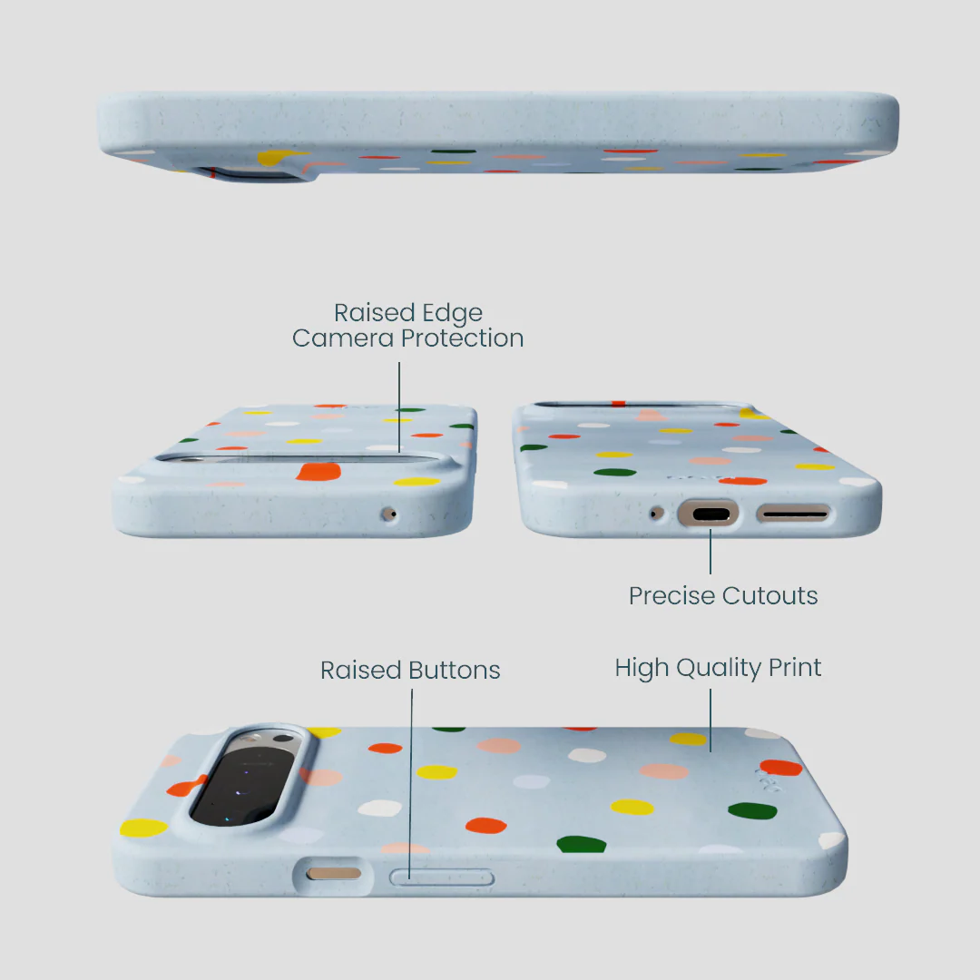 Powder Blue Rainbow Dots Google Pixel 9 Pro XL Case - Image 3