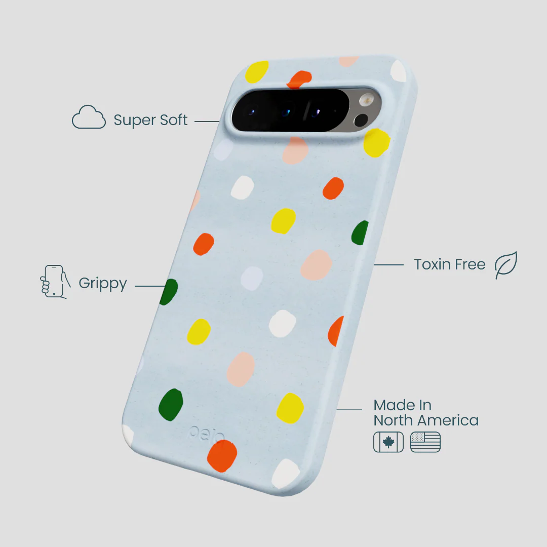 Powder Blue Rainbow Dots Google Pixel 9 Pro XL Case - Image 4